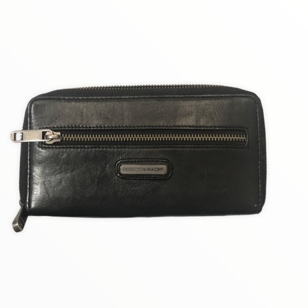 Rebecca MINKOFF black leather zipper wallet clutch
